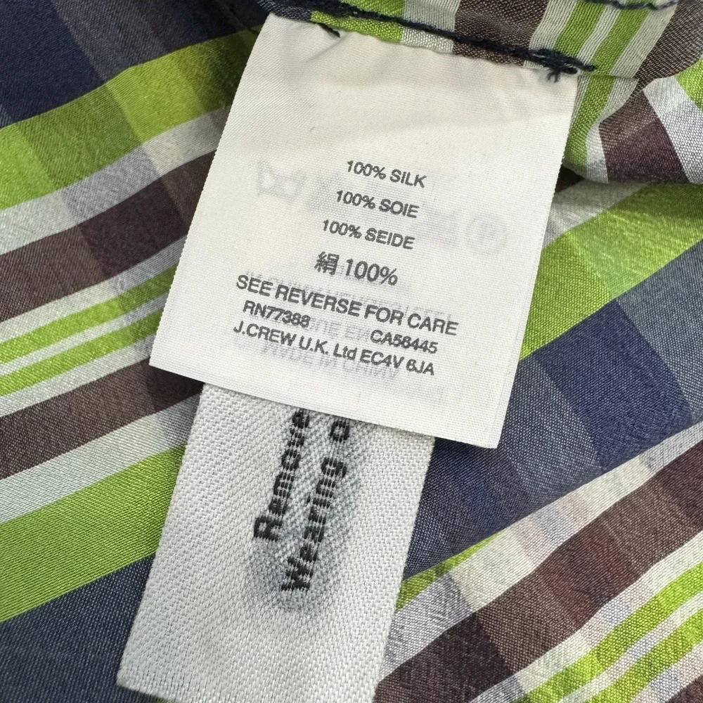 J.Crew Dress Women's Size 2 Green Plaid Off Shoulder Yarn Dyed Silk Shift - Picture 15 of 16